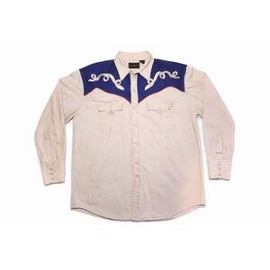 High Noon Western Pearl Snap Shirt Mens L Rodeo Embroidered Vintage